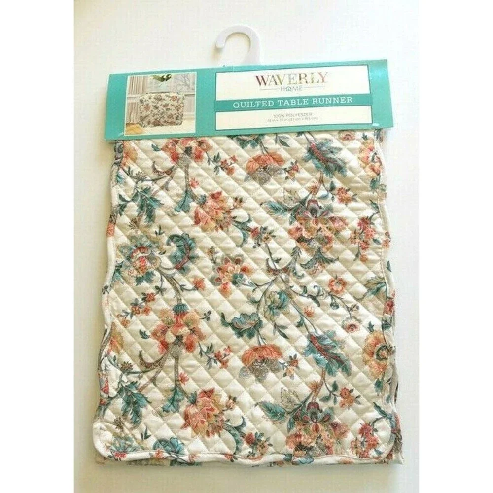 Waverly Catherine Apricot Table Runner French Country Reversible Quilted 13x72